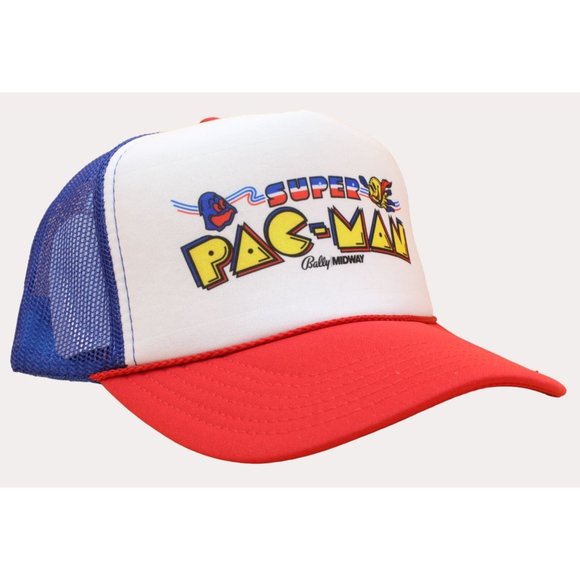 SUPER PAC-MAN Arcade Game Hat Vintage Trucker Hat Snap Back Adjustable. - Picture 2 of 3